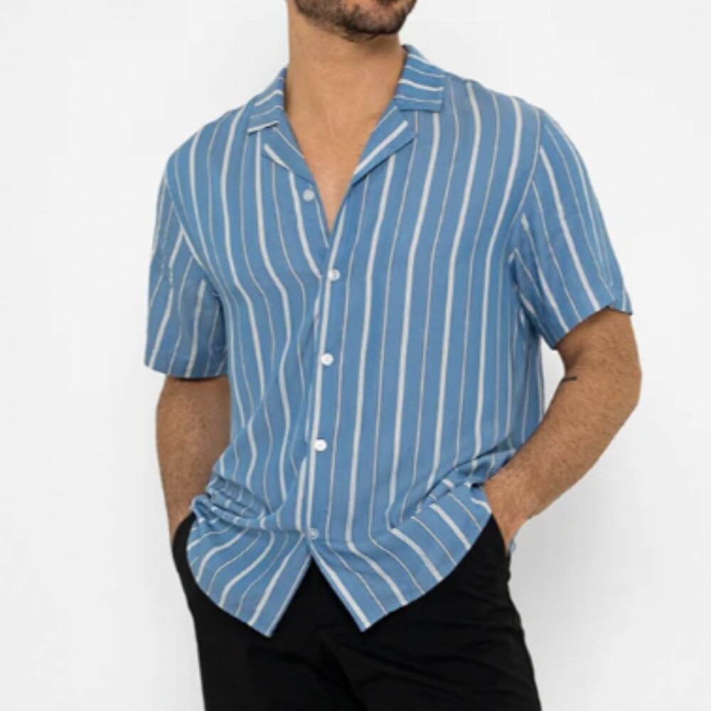 Aetos Helios Shirt in Blue Stripes in Medium